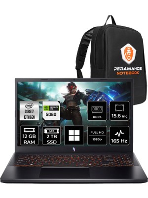 Acer Nitro V 15 i7 13620H RTX 5060 8GB 12GB RAM 2TB SSD 15.6" FHD 165Hz Win11 Home NHQZ8EY002P359 Gaming Laptop + Per4 Çanta