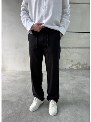 Difransel Jeans Keten Pamuk Siyah Baggy Pantolon