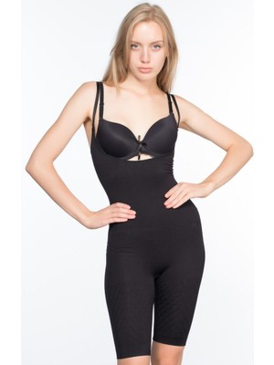 Bemy Store Siyah  2013 Göğsü Açık Paçalı Boy Korse