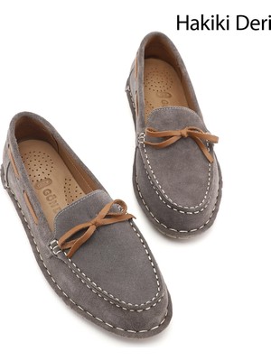 Gönderi(r) Kadın Vizon Süet  Fiyonklu Hakiki Deri Comfort Loafer