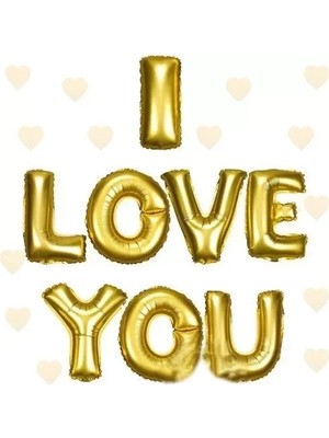 Nemere Ithalat I Love You Folyo Balon Altın Renk 35 cm