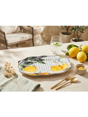 618 Concept Porselen Limon Serisi Small Servis Tabağı 25 cm (25X16 Cm)