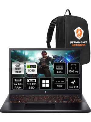 Acer Nitro V 15 i7 13620H RTX 5060 8GB 24GB RAM 512GB SSD 15.6" FHD 165Hz Win11 Pro NHQZ8EY002P422 Gaming Laptop + Per4 Çanta