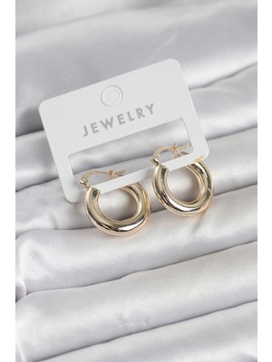 Calperia Gold Renk Pirinç Halka 20 mm Kadın Küpe - Lisinya