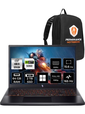 Acer Nitro V 15 i9 13900H RTX 5060 8GB 64GB RAM 2TB SSD 15.6" FHD 165Hz Win11 Pro NHQZ8EY004P449 Gaming Laptop + Per4 Çanta