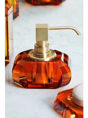 Decor Walther Kristall Sıvı Sabunluk, Tezgah Üstü - Altın/amber