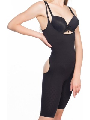 Byb Moda Tasarım Siyah  2038 Popo ve Göğsü Açık Paçalı Boy Korse