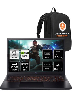 Acer Nitro V 15 i7 13620H RTX 5060 8GB 64GB RAM 4TB SSD 15.6" FHD 165Hz FreeDOS NHQZ8EY002P350 Gaming Laptop + Per4 Çanta