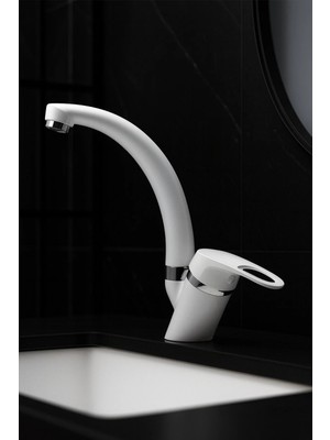Kustar Sema Beyaz Kısa Mix Aç Kapa Banyo Lavabo Bataryası
