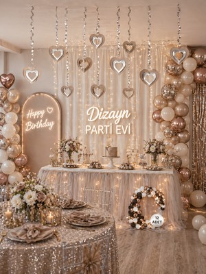 Dizayn Parti Evi 3D Kalpli Tavan Sarkıt Süs 12 Adet – Parti Dekoru (Çeşitli Renk Seçenekleri)
