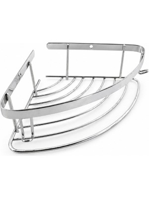 Badem10 Norm Nil (1 Adet) Tek Katlı Krom Şampuanlık 18X18 cm Vida Dahil Banyo Lavabo Köşe Rafı Metal Tekli