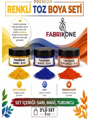 Fabrikone 3'lü Set Premium Parafin Soya Wax Toz Mum Boyası Hobi Seti - 5 cc (Sarı, Mavi, Turuncu) BKFAB3SRMT5G