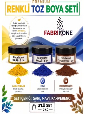 Fabrikone 3'lü Set Premium Parafin Soya Wax Toz Mum Boyası Hobi Seti - 5 cc (Sarı, Mavi, Kahverengi) BKFAB3SRMKH5G