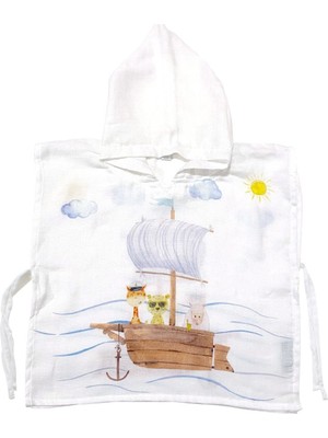 Casadora Baby Funny Ship 100% Pamuk Çocuk Müslin Panço 3-4