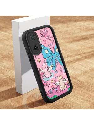 HONTINGA Poco F7 5g ile Uyumlu Kılıfı Düşüme Önleyici Basitlik Anti Düşme Kamera Korumali Şirin Kedi Kedi Siyah Desen Yumuşak Silikon Telefon Kılıfı Kadın ve Erkek Için Uygundur K2-0073
