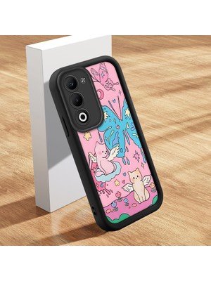 HONTINGA Oppo A5 4g ile Uyumlu Kılıfı Düşüme Önleyici Basitlik Anti Düşme Kamera Korumali Şirin Kedi Kedi Siyah Desen Yumuşak Silikon Telefon Kılıfı Kadın ve Erkek Için Uygundur K2-0073