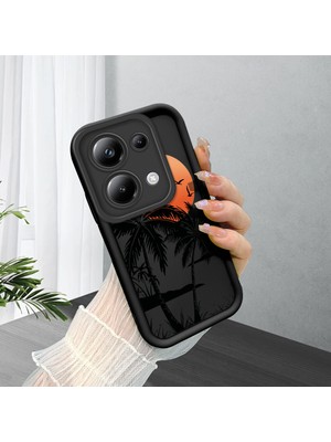 HONTINGA Poco M6 Pro 4g ile Uyumlu Kılıfı Düşüme Önleyici Basitlik Anti Düşme Kamera Korumali Manzara Siyah Desen Yumuşak Silikon Telefon Kılıfı Kadın ve Erkek Için Uygundur K2-0075