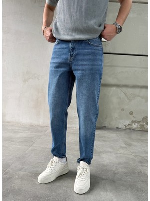 Difransel Jeans Yıkama Detay Rahat Kalıp Mavi Banan Jean