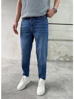 Difransel Jeans Yıkama Detay Rahat Kalıp Koyu Mavi Banan Jean