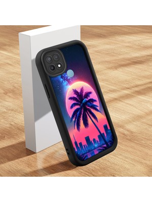HONTINGA Oppo A15S ile Uyumlu Kılıfı Düşüme Önleyici Basitlik Anti Düşme Kamera Korumali Şirin Kedi Manzara Siyah Desen Yumuşak Silikon Telefon Kılıfı Kadın ve Erkek Için Uygundur K2-0075