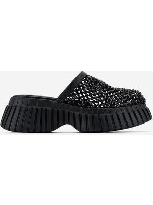 Valmenti Kadın Deri & Suni Siyah Düz Terlik 1141 581 Bn Trlk Y26 Black Leather/black