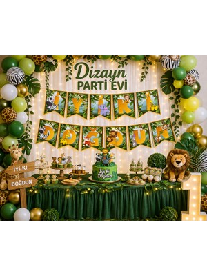 Dizayn Parti Evi Hayvan Temalı Iyi Ki Doğdun Banner Set – Safari Doğum Günü Afişi, Çocuk Parti Süsleri