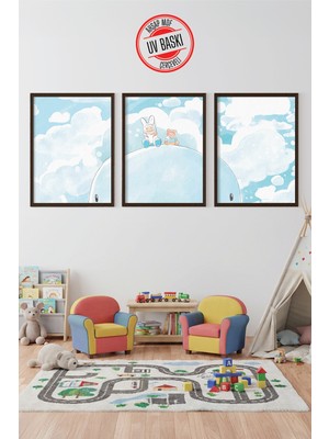Giftcrea Uv Baskılı Çocuk Odası 3'lü Ahşap Mdf Tablo Seti - V20
