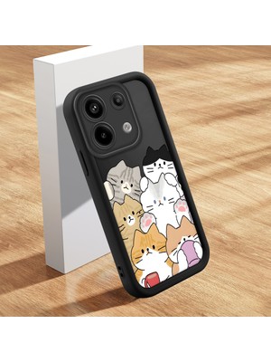 HONTINGA Poco X6 5g ile Uyumlu Kılıfı Düşüme Önleyici Basitlik Anti Düşme Kamera Korumali Şirin Kedi Kedi Siyah Desen Yumuşak Silikon Telefon Kılıfı Kadın ve Erkek Için Uygundur K2-0076