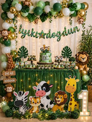 Dizayn Parti Evi Hayvan Temalı Iyi Ki Doğdun Banner – Safari Doğum Günü Afişi, Çocuk Parti Dekoru