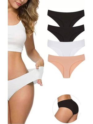 Bemy Store 4 Adet Kadın Dikişsiz Lazer Kesim Esnek Iz Yapmayan Külot S4