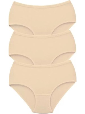 Bemy Store 3 Adet Tutku Kadın Yüksek Bel Bato Kalın Lastik Külot Ten