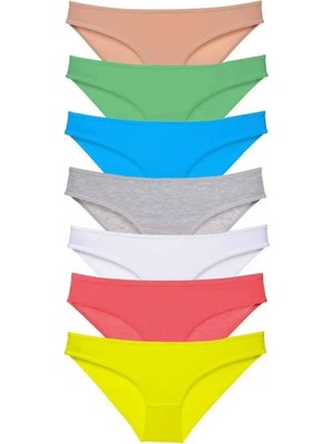 Bemy Store 7 Adet Süper Eko Set Likralı Kadın Slip Külot Çok Renkli