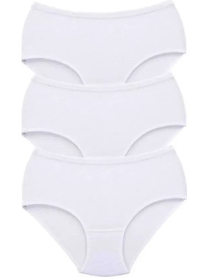 Bemy Store 3 Adet Tutku Kadın Yüksek Bel Bato Kalın Lastik Külot Beyaz