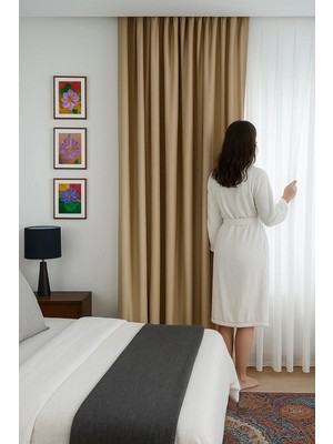 Quba Deco Blackout Işık Geçirmez Karartma Kalın Fon Perde Salon Yatak Odası Çocuk Odası Pilesiz