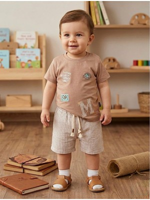 Butik Erkek Bebek %100 Pamuklu Şortlu 2'li Takım