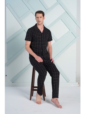 Over Sleep 2347 Erkek Önden Düğmeli Pijama Takım