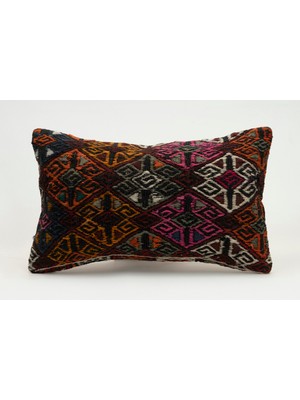 Kilim Wholesale El Yapımı Kilimden Yapılmış Vintage Kırlent Kılıfı, Yün, 30X50 cm
