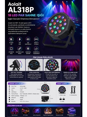 Tekno Hediye- LED Par Sahne Işığı -Rgb Efektli -Ses Kontrollü- Disko Parti -Dj Işığı -Renkli Işık Efektleri -Sahne Aydınlatma -Club Bar Etkinlik Işığı -Dekoratif Işık -Siyah Profesyonel Kullanım
