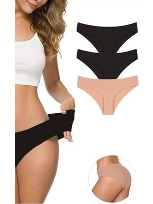 Bemy Store 3 Adet Kadın Dikişsiz Lazer Kesim Esnek Iz Yapmayan Külot S2