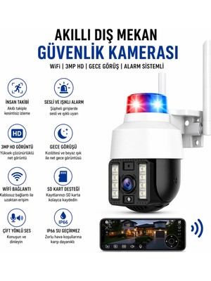 Lisa Butik Çakarlı 8mp 4K Speed Dome Kablosuz Dış Mekan Kamera CMR21