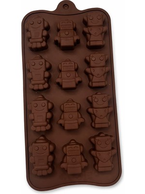 Homvira🤖🍫 Robot Figürlü Silikon Çikolata Kalıbı 12’li | 🧁 Esnek Yapışmaz Kek Jelibon Buz Sabun Kalıbı |