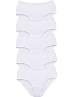 Bemy Store 5 Adet Tutku Kadın Yüksek Bel Bato Kalın Lastik Külot Beyaz