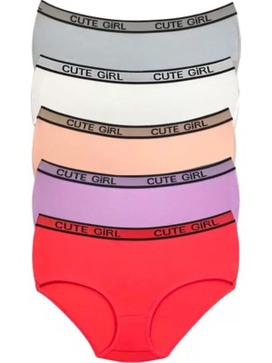 Bemy Store 5 Adet Yüksek Bel Kalın Lastikli Beli Yazılı Kadın Şort Külot