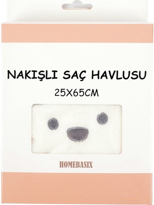 Homebasix Nakışlı Saç Havlusu 25 x 65 cm 3 Adet