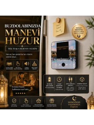Nuha Dijital Kur’an-I Kerim Okuyucu Magnet | Manyetik, Şarjlı, 4 Saat Kesintisiz | Buzdolabı Için Manevi Ses Cihazı