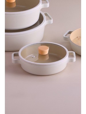 Neoflam Fika Cam Kapaklı Alüminyum Sahan 18 cm - Bej