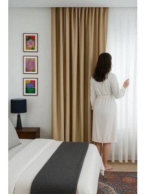 Quba Deco Blackout Işık Geçirmez Karartma Kalın Fon Perde Salon Yatak Odası Çocuk Odası Pilesiz