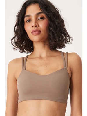 Nike Zenvy Strappy Padded Womens Bra Pedli Kadın Spor Sütyeni Kahverengi