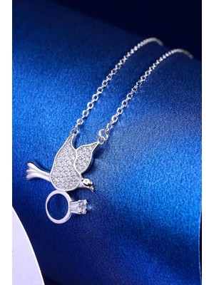 Innuendo Jewelry 925 Ayar Gümüş Kuş Figürlü Yüzük Detaylı Kolye