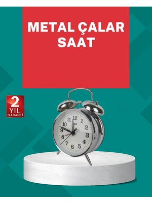Hsc Bilişim Dekoratif Gümüş Işıklı Alarmlı Masa Saati Sessiz Mekanizma
